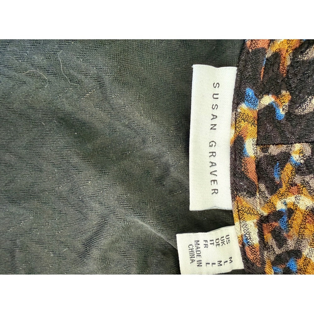 Susan Graver Cardigan Womens Medium Multicolor Excellent Abstract Houndstooth - Picture 2 of 5